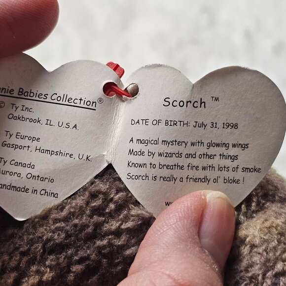 Vintage 1998 Ty Beanie Baby Scorch the Dragon Plush Stuffed Animal Toy - Picture 7 of 8